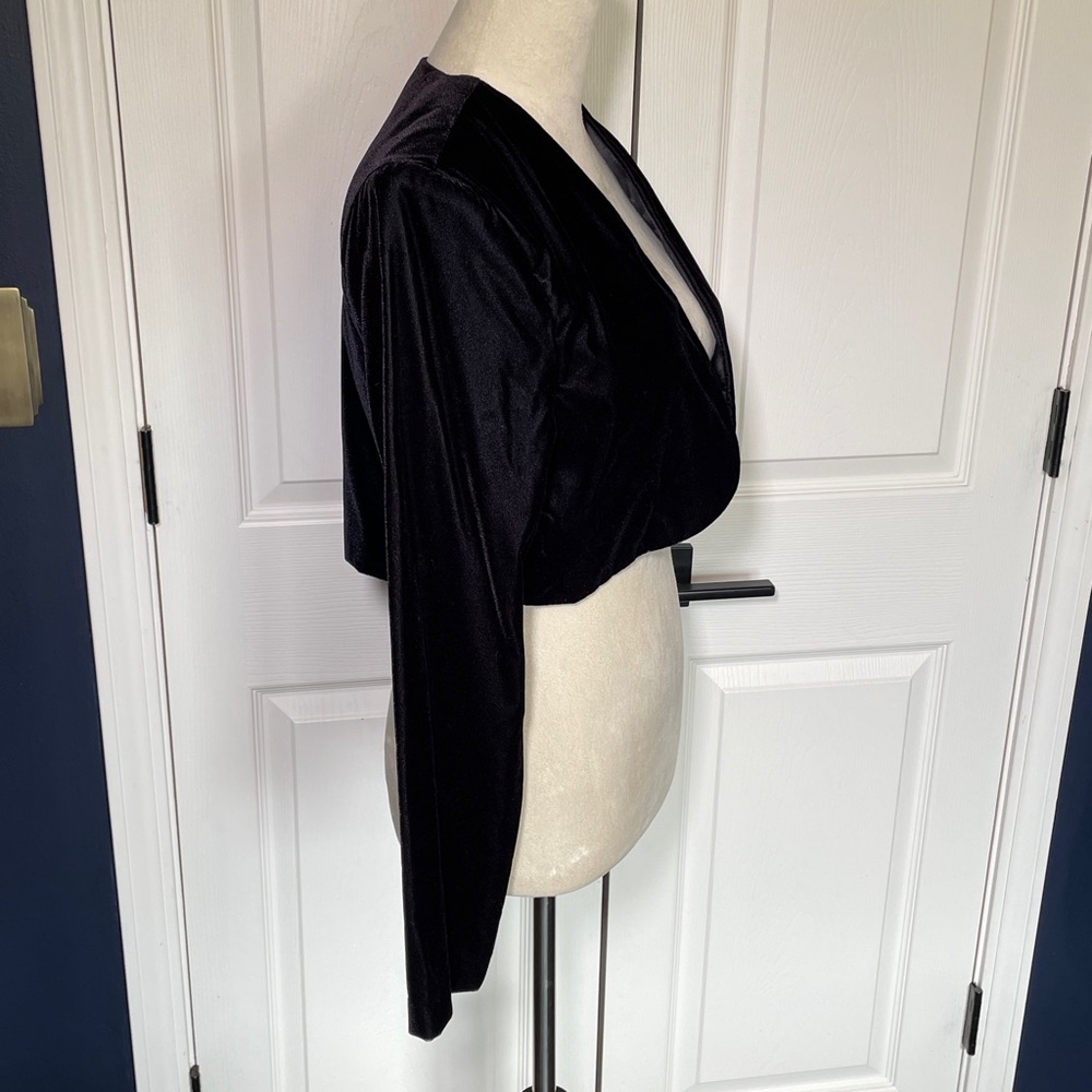 NWT Vintage Scott McClintock Black Velvet Bolero Shrug Cropped Jacket Size LP - Picture 3 of 8